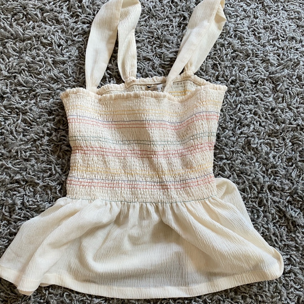 Madewell cream and rainbow tank!